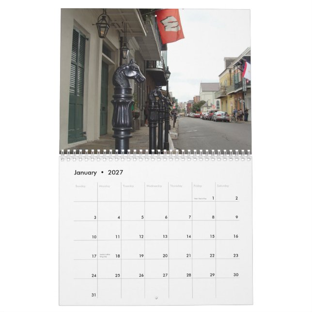 Viaje del barrio francés - calendario 2010 (Jan 2027)