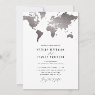 Viaje del boda del mapa del mundo de la plata metá