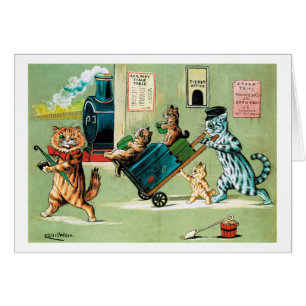 Viaje del tren de la familia de gatos, Louis Wain