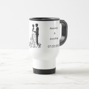 Viaje Elegante negro y blanco salvan la taza del Boda de