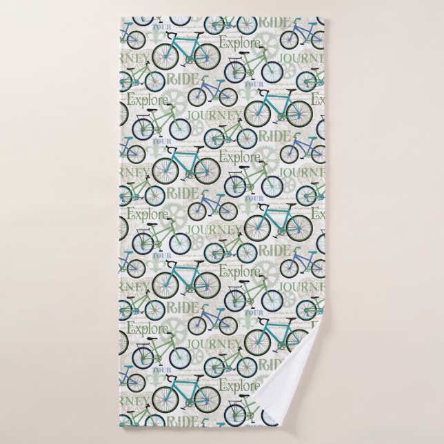Viaje en Bicicleta Azul y Blanco (Toalla de baño)