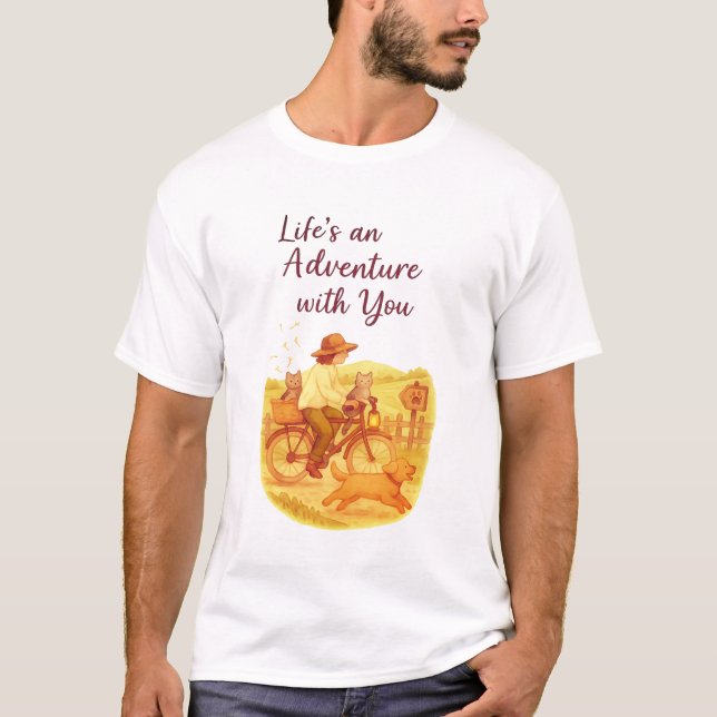 Viaje en bicicleta de aventura con camiseta de Mas (Anverso)