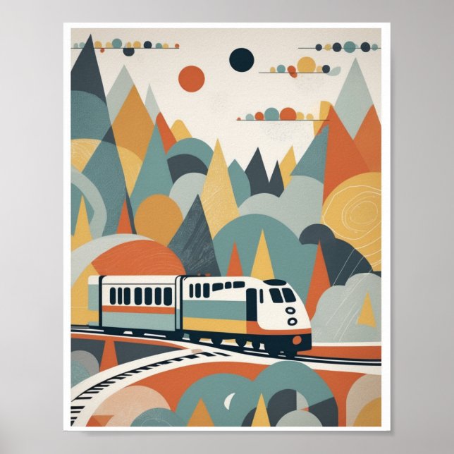 viaje en tren juguetón del poster de arte abstract (Frente)