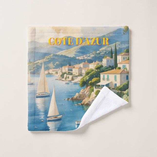 Viaje francés estilo vintage Cote D'Azur (Toallita)
