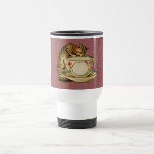 Viaje Gato Taza de Té Lindo Vintage Victoriano Mascota C