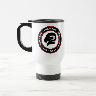 Viaje Logotipo blanco de la taza del viaje, negro y rojo