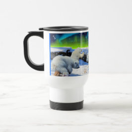 Viaje Oso Polar en taza de arte de fantasía con nieve