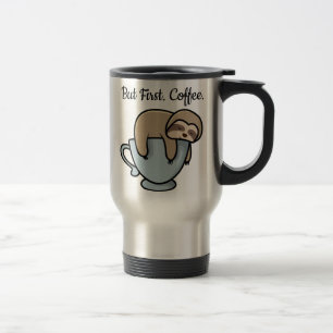Viaje Perezoso Lindo Durmiendo en Taza de Café Frase de 