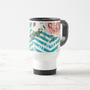 Viaje Rosa geométrico personalizado de 15 onzas de taza