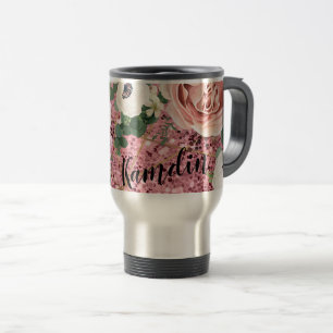 Viaje Rosa geométrico personalizado de 15 onzas de taza 