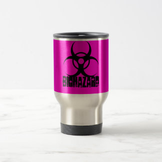 Viaje Símbolo del Biohazard en la taza de café de las