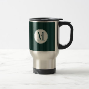 Viaje Sola taza del monograma de la tela a rayas verde