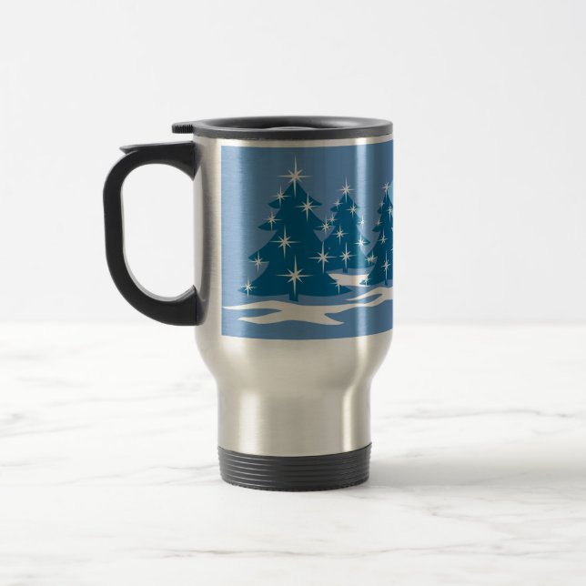 Viaje Taza azul festiva del navidad de la taza de café (Izquierda)