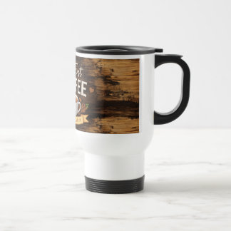 Viaje Taza blanca con diseño de madera