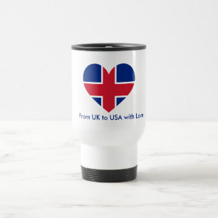 Viaje Taza con nombre personalizado y corazón de bandera