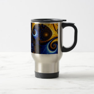 Viaje Taza de aluminio de cielo azul fractal abstracto