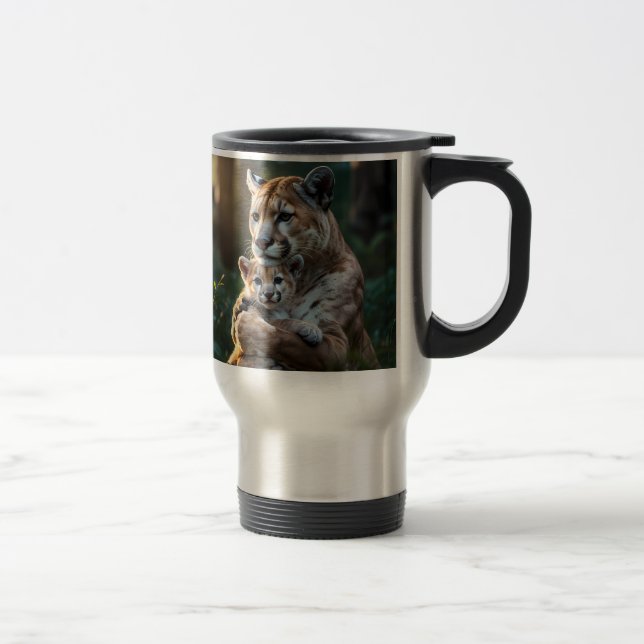 Viaje Taza de café aislada con madre y cría (Derecha)