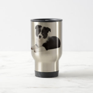 Viaje Taza de café con cachorro de Border Collie adorabl