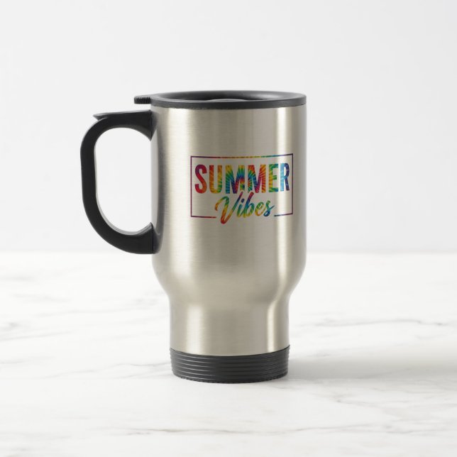 Viaje Taza de café con estampado de arcoíris Tie-Dye Vib (Izquierda)
