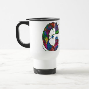 Viaje Taza de café con monograma del viajero de la letr