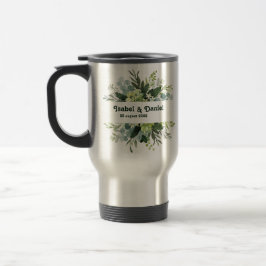 Viaje Taza de café con nombre personalizado floral moder