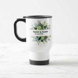 Viaje Taza de café con nombre personalizado floral moder