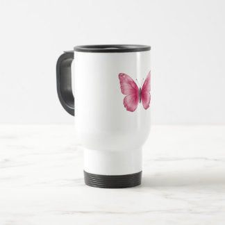 Viaje Taza de café de mariposa de acuarela rosa estética