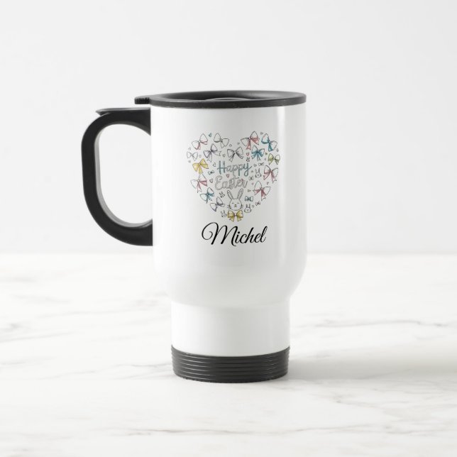Viaje Taza de café personalizada con conejo adorable (Izquierda)