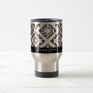 Viaje Taza de café personalizada damasco negro de moda