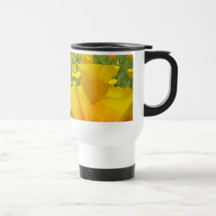 Viaje Taza de café soñando California Amapolas naranjas