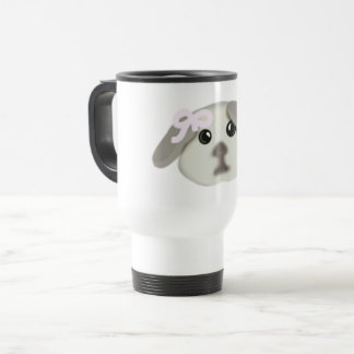 Viaje Taza de cerámica con arte de cachorro blanco lindo