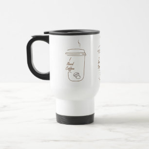 Viaje Taza de dibujos animados Necesito café