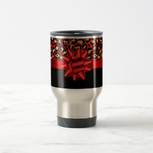 Viaje Taza de estampado de leopardo rojo, dorado y negro