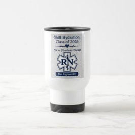 Viaje Taza de graduación de enfermera RN grabada en azul