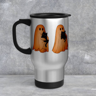 Viaje Taza de Halloween de fantasma lindo y gato negro