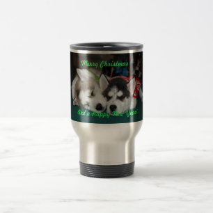 Viaje Taza de los perritos del husky siberiano del