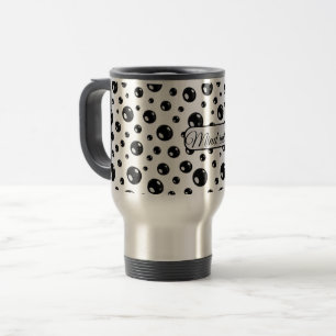 Viaje Taza de lunares negra brillante – Regalo minimalis