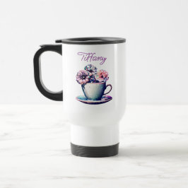 Viaje Taza de té vintage bonita personalizada y flores