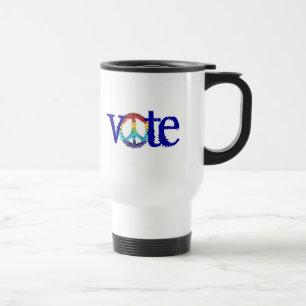 Viaje Taza de voto con signo de paz en arcoíris