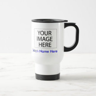 Viaje Taza del viaje: La foto de su bebé + Nombre (azul)
