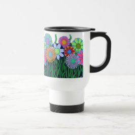 Viaje Taza feliz brillante del plástico de la flor de