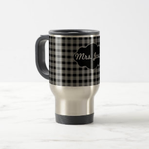 Viaje Taza gris de la taza de café del monograma del