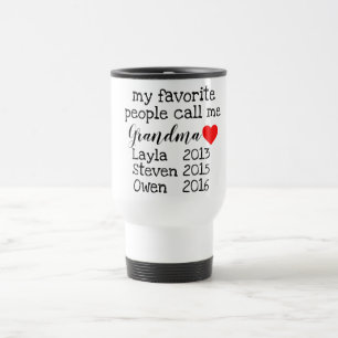 Viaje taza personalizada de la abuela con nombres