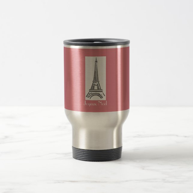 Viaje Taza rosa de Navidad francesa con Torre Eiffel Joy (Centro)