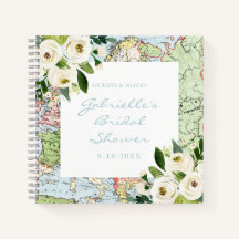 Viaje Tema Floral Map Shower Libro de invitados