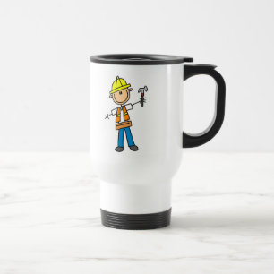 Viaje Trabajador de construcción con la taza del