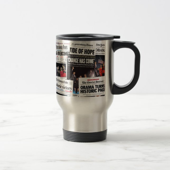 Viaje ¡Triunfos de Obama! Taza histórica del periódico (Derecha)