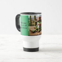 Vaquero de rana con taza térmica de café divertida