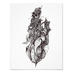 Viajero alado, dibujo con tinta, foto ampliación