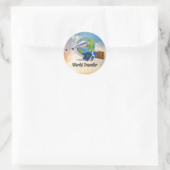 Viajero de Mundo, Pegatina de Ronda Clásica de Dis (Bolso)